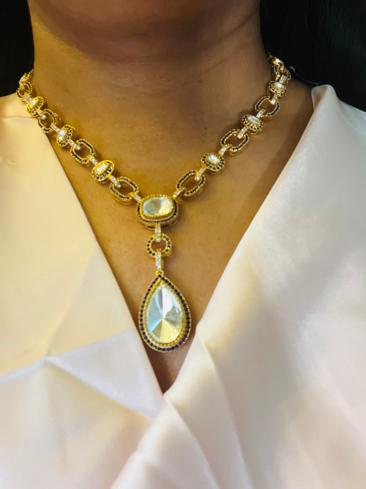 Aadya- Moissanite stone classy necklace