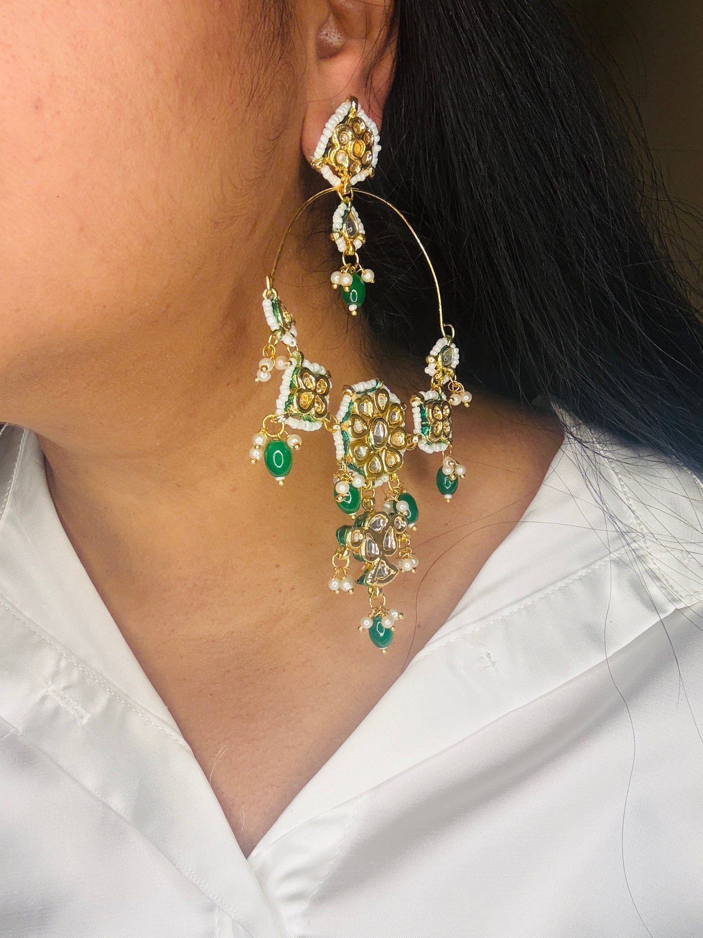 Aa003 Big kundan earrings