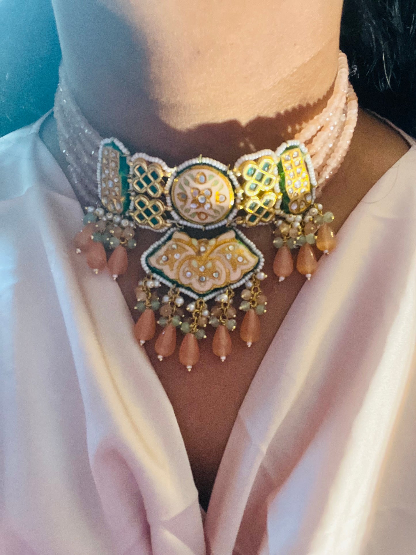 Aadya- Meenakari kundan heavy pink