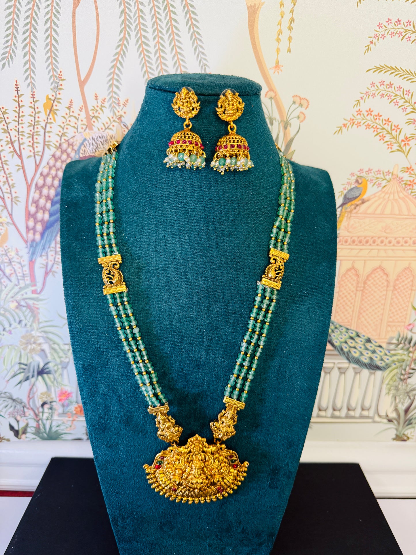 Aa016 Green beads haaram
