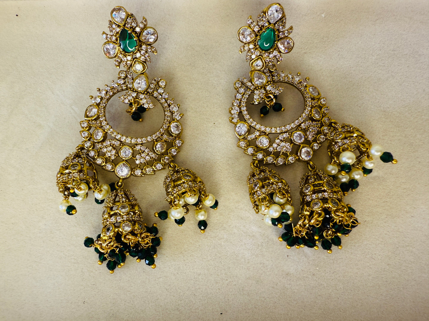 Chandbali with mini jhumkas