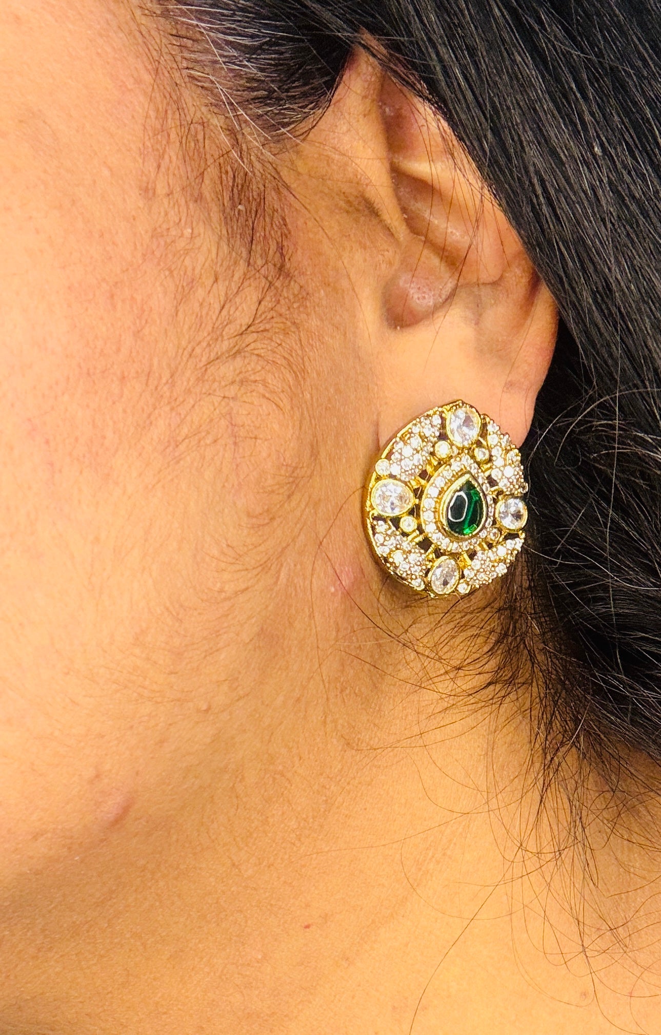 Green stone studs