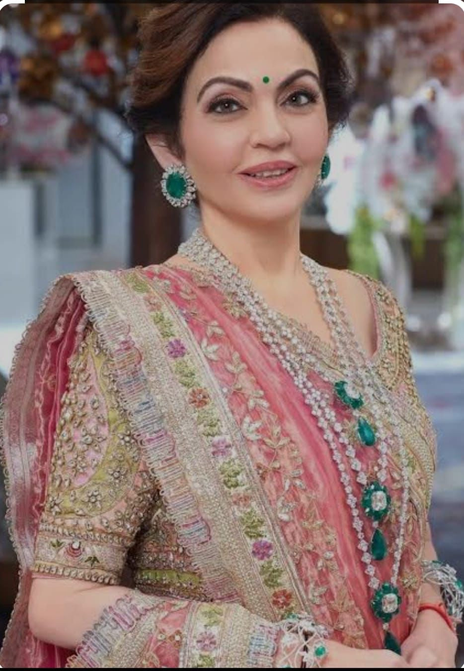 3 layer AD long necklace with ring and mangtika