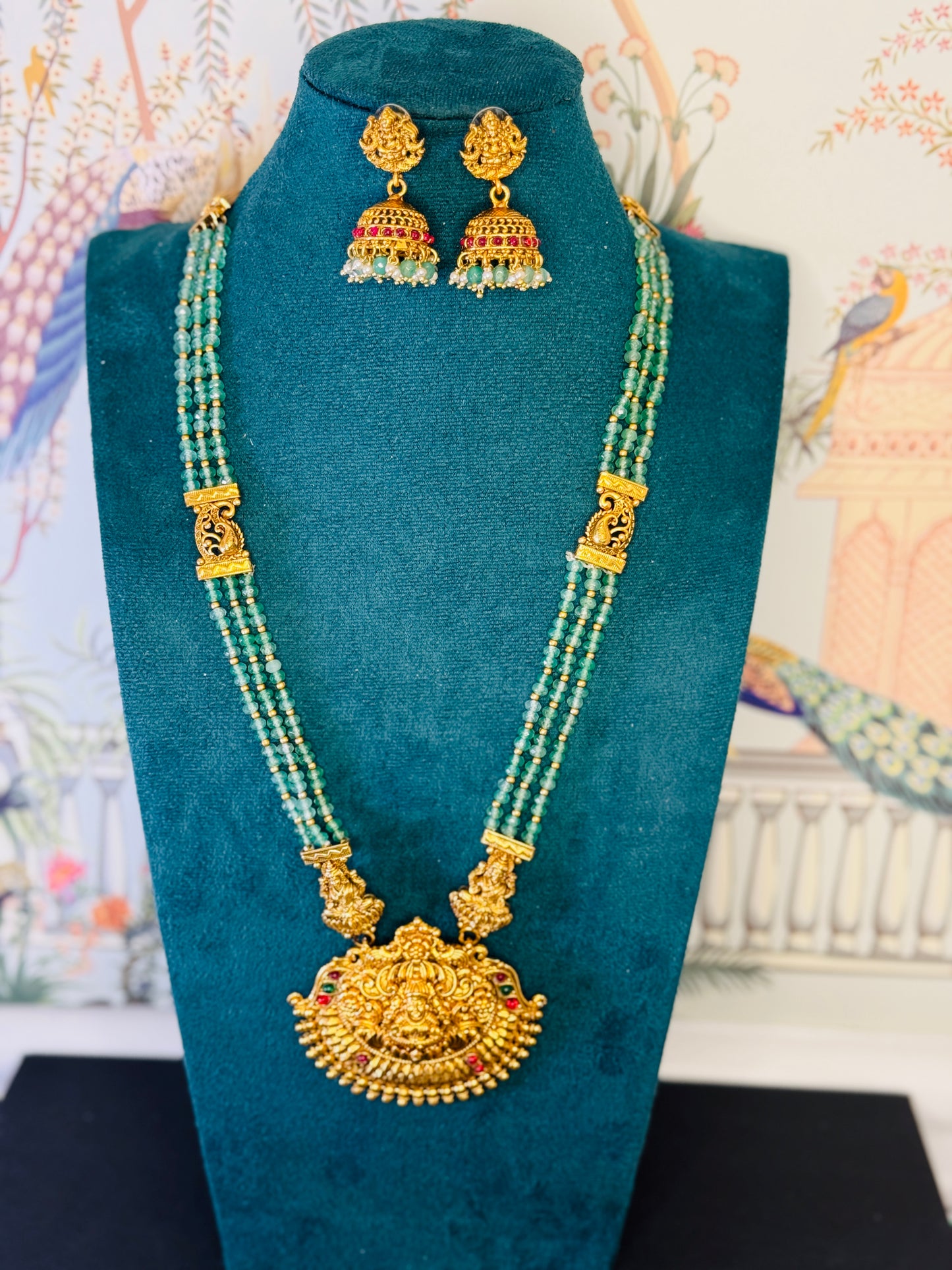 Aa016 Green beads haaram