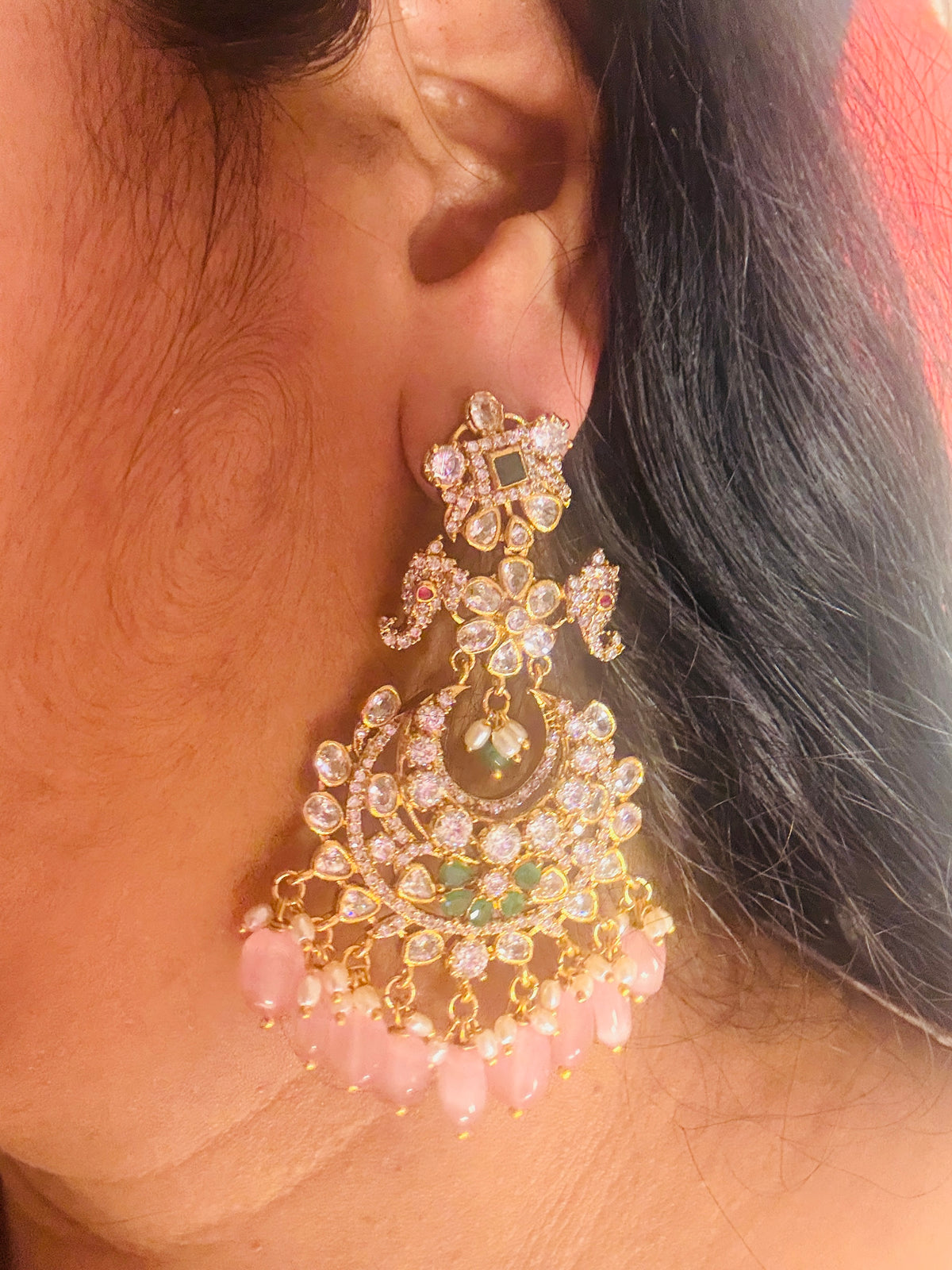 Big AD danglers pink green