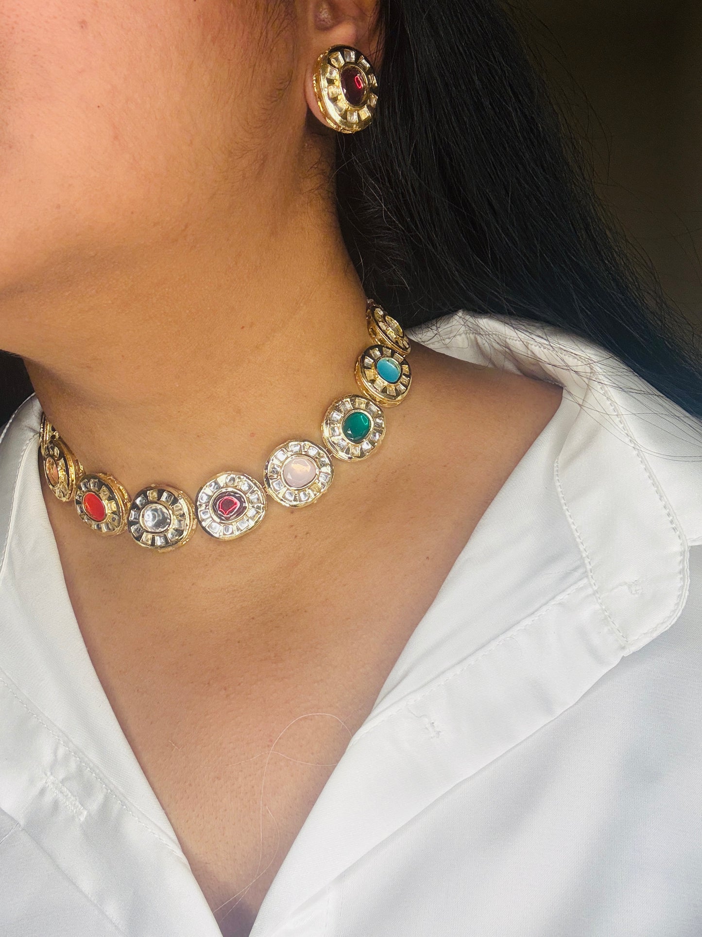 Aa001 Aabha Navratan necklace
