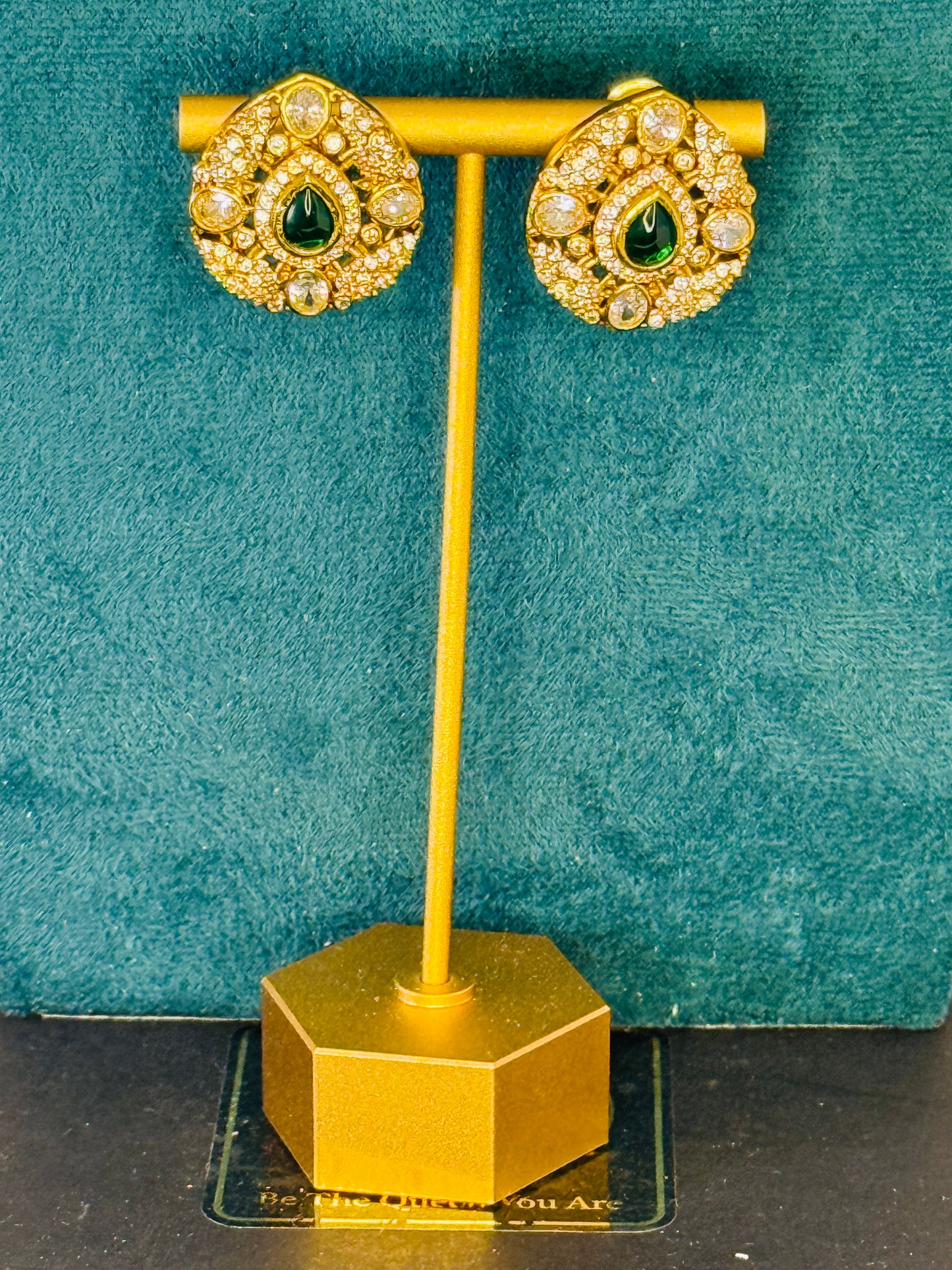 Green stone studs