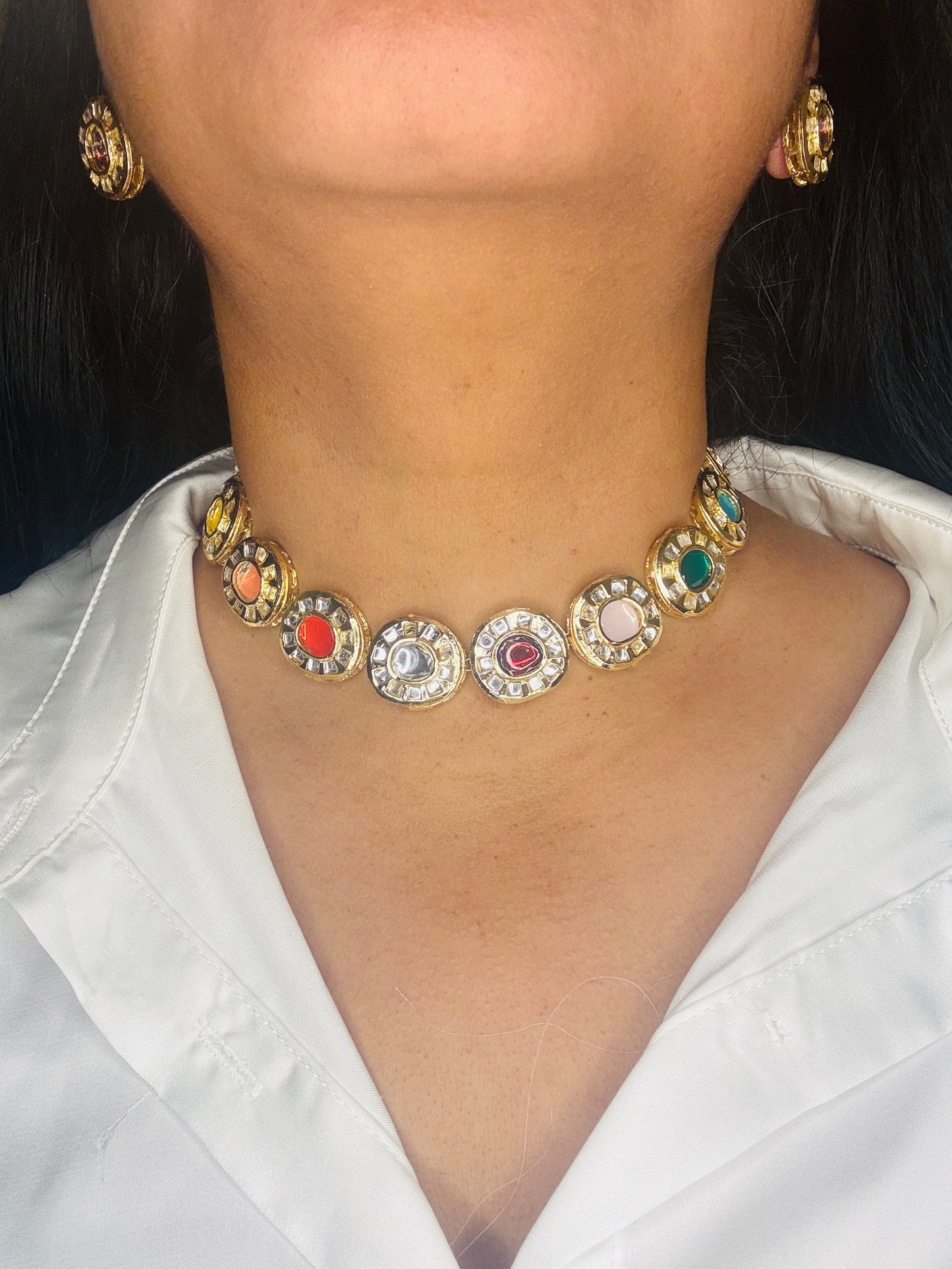 Aa001 Aabha Navratan necklace