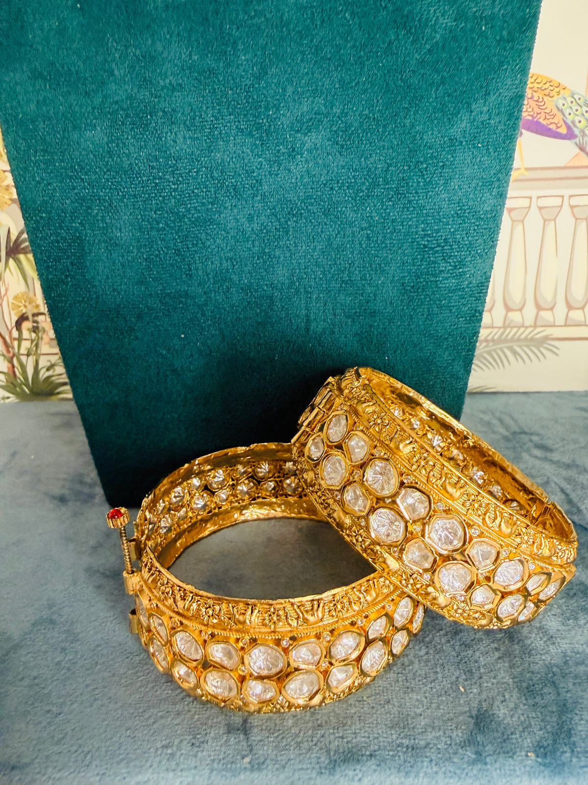Moissanite kundan bangles size 2-6”