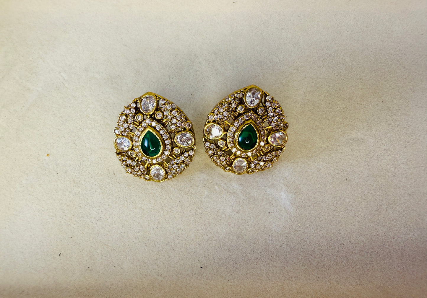 Green stone studs