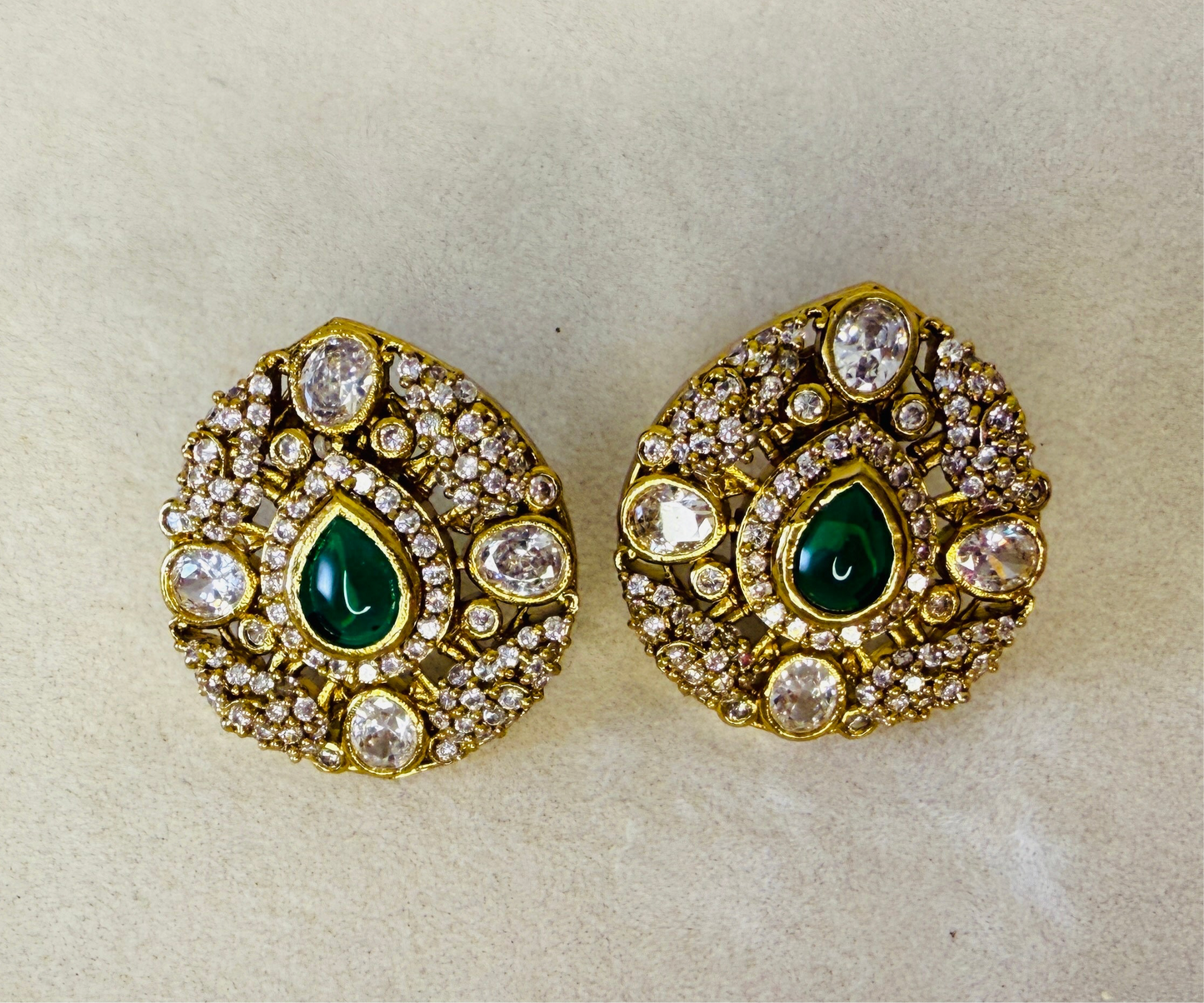 Green stone studs