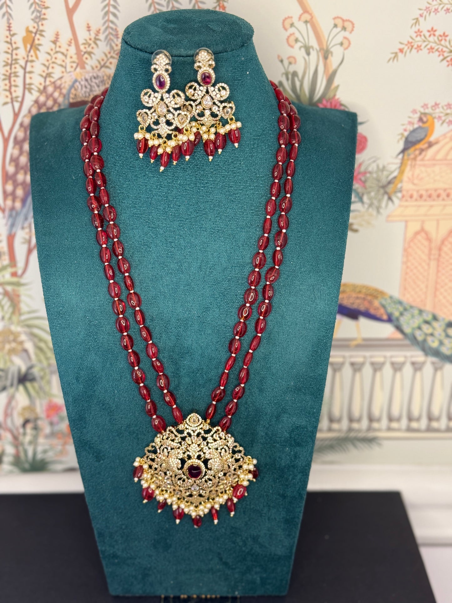 Aa026 Victorian large pendant 2 line mala