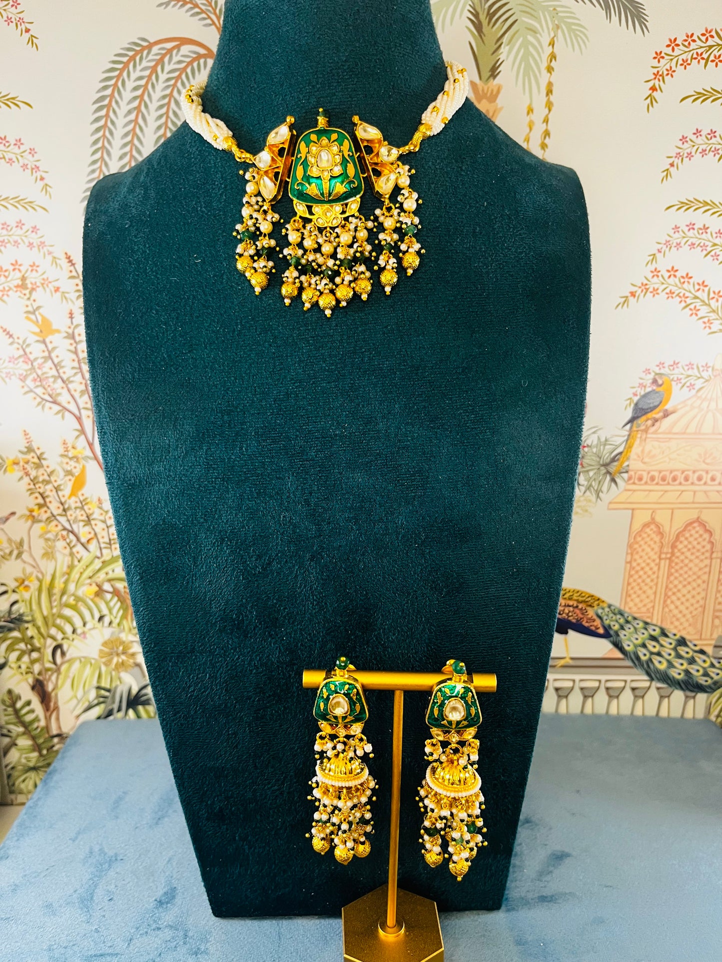 Kundan Meena choker jhumkas