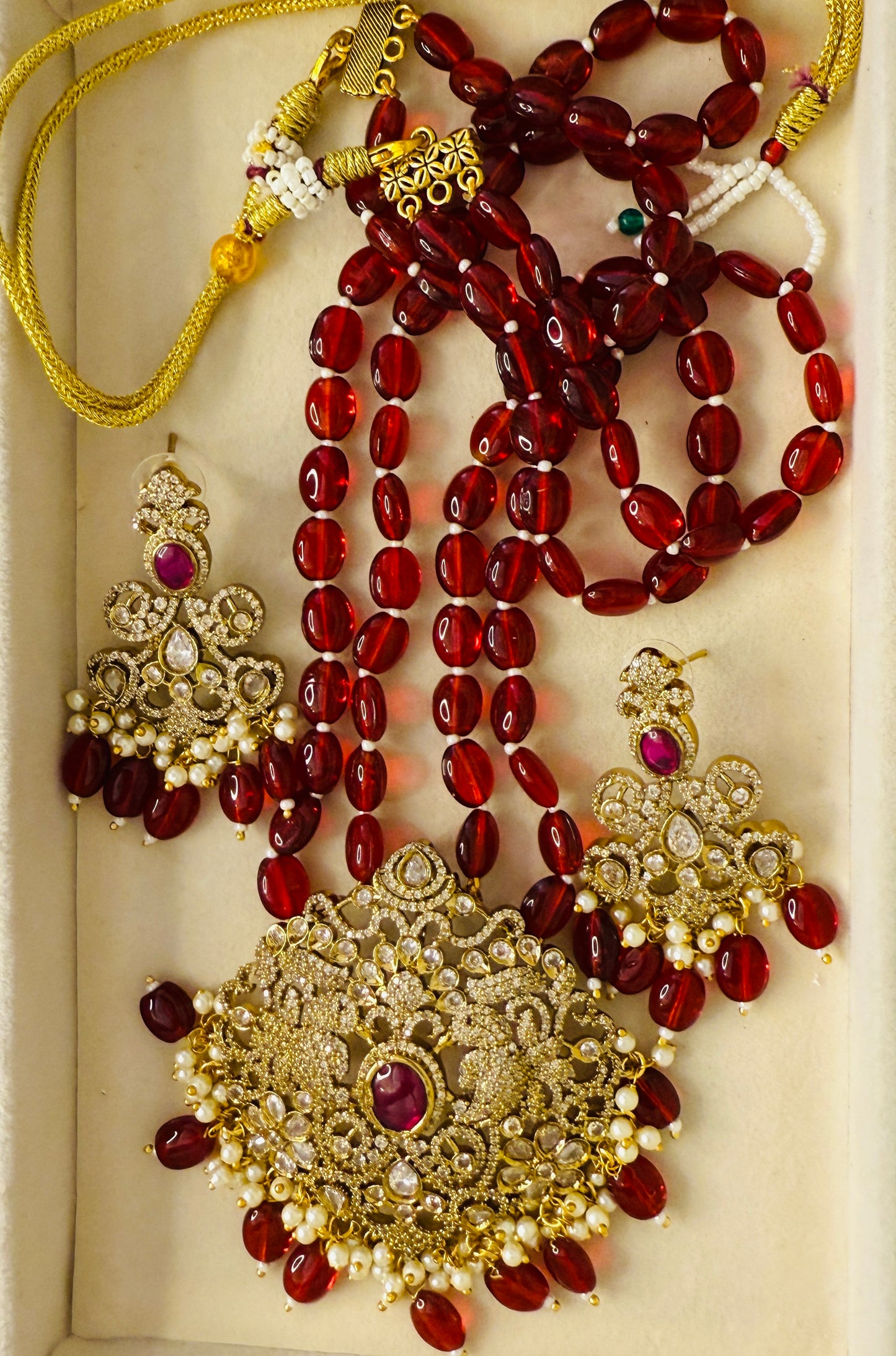 Aa026 Victorian large pendant 2 line mala