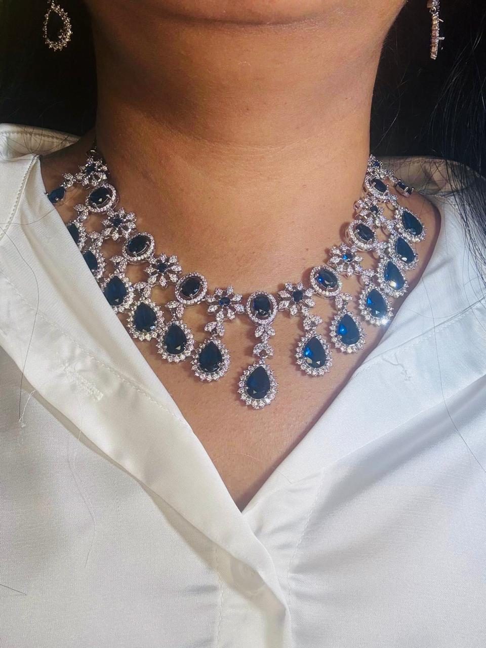 Sapphire premium AD necklace set