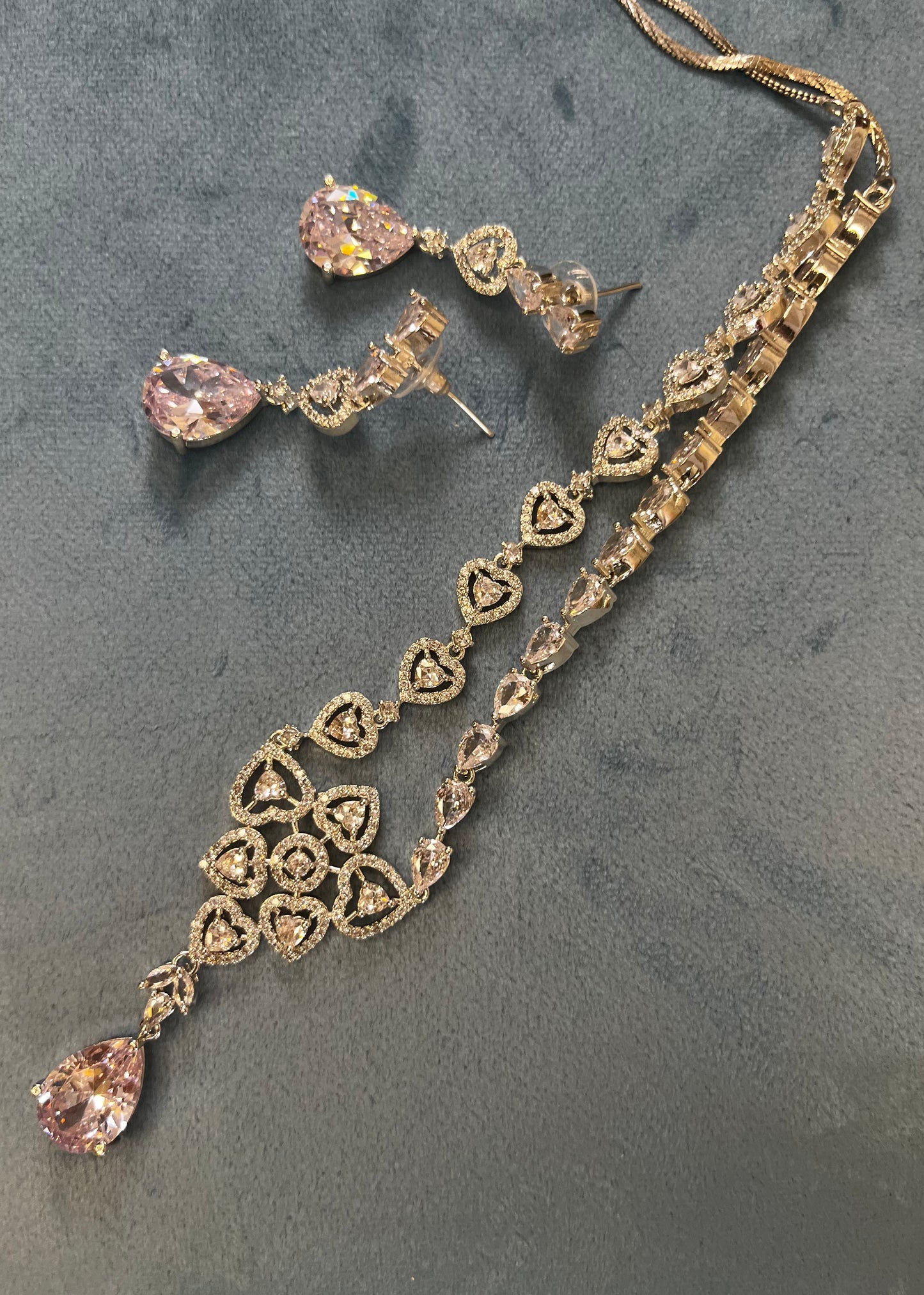Aadya White Gemstone AD necklace set