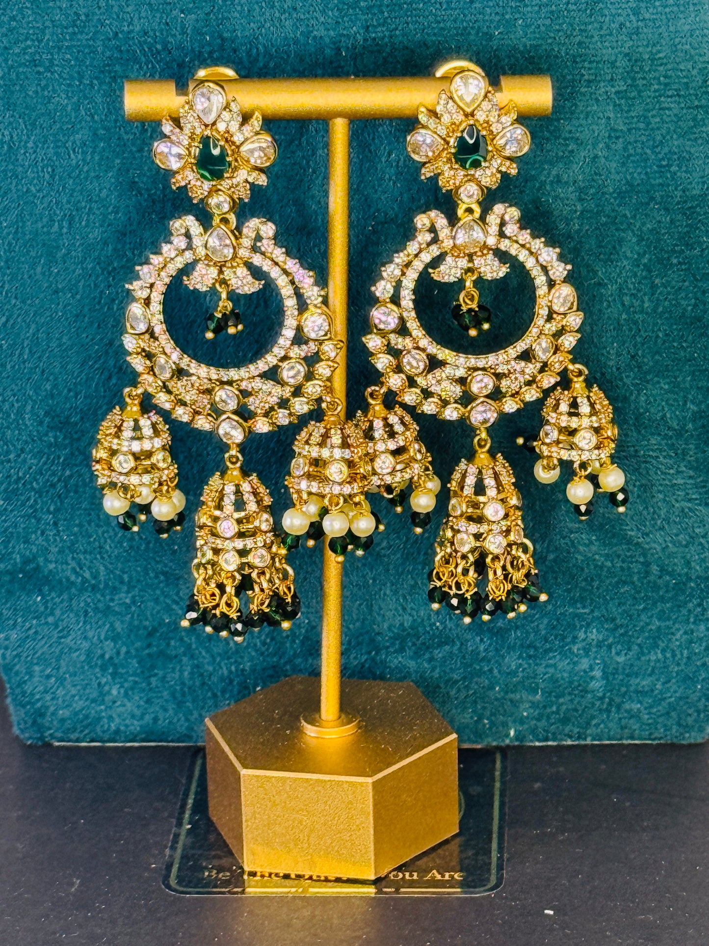 Chandbali with mini jhumkas