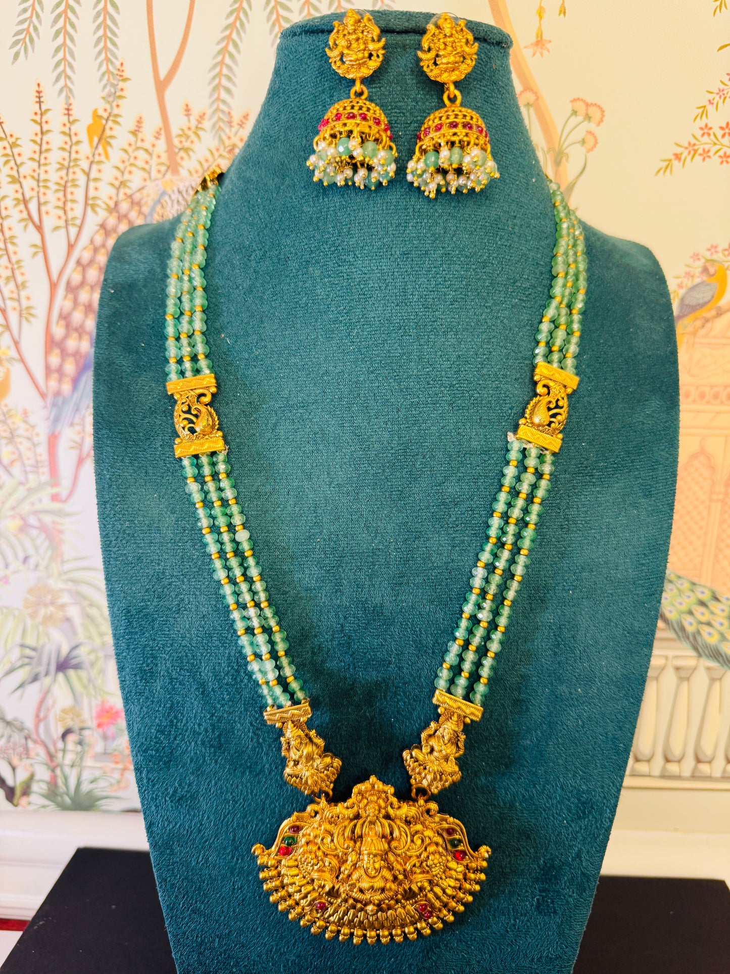 Aa016 Green beads haaram