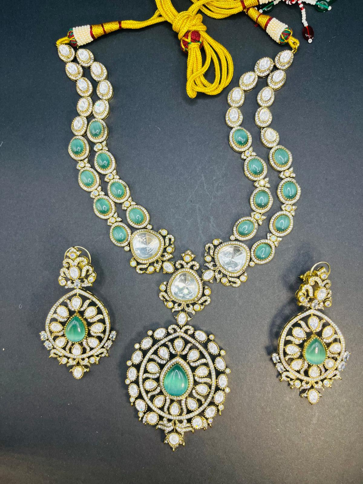 Abhika- Moissanite polki and real stone