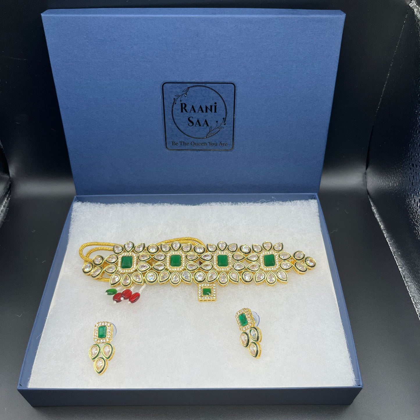 Kundan choker in green