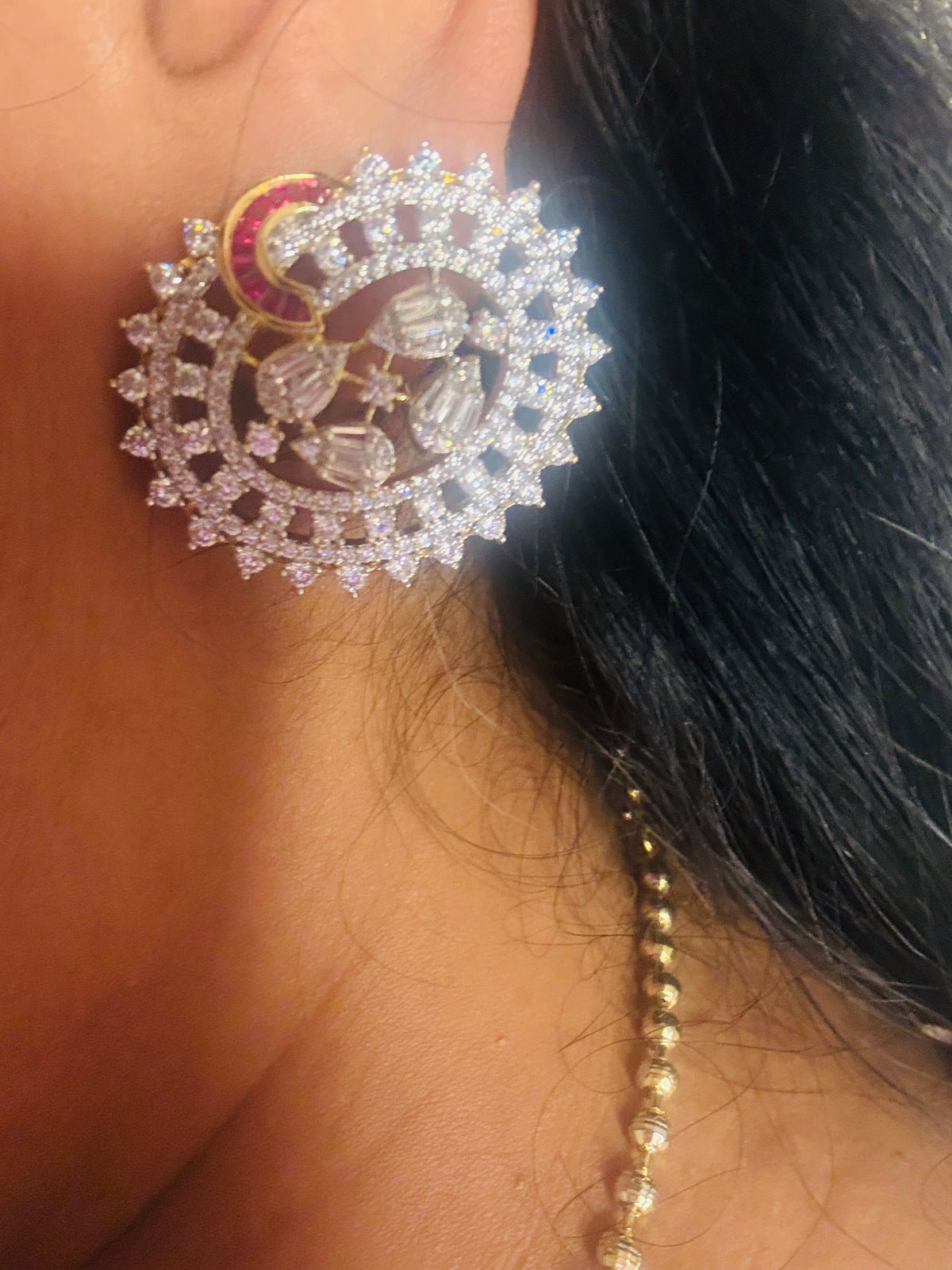 Ruby cz pendant set in matar mala - next to real