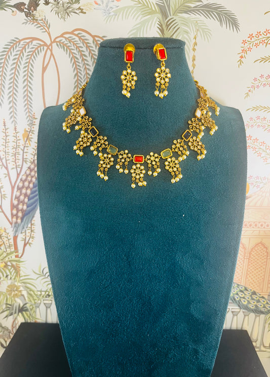 Aabha Navratna premium small necklace set