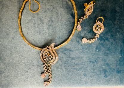 CZ pendant set with detachable CZ hasli