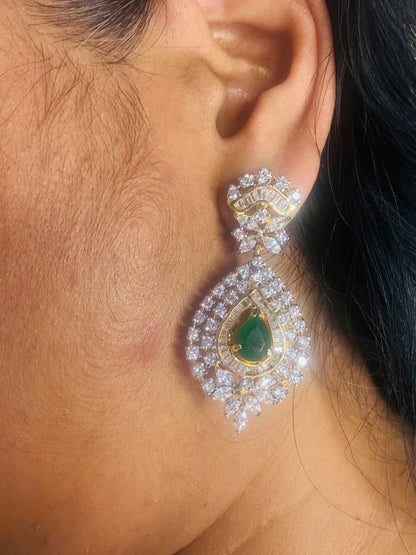 Gemstone CZ earrings 18kt gold polish- next to real