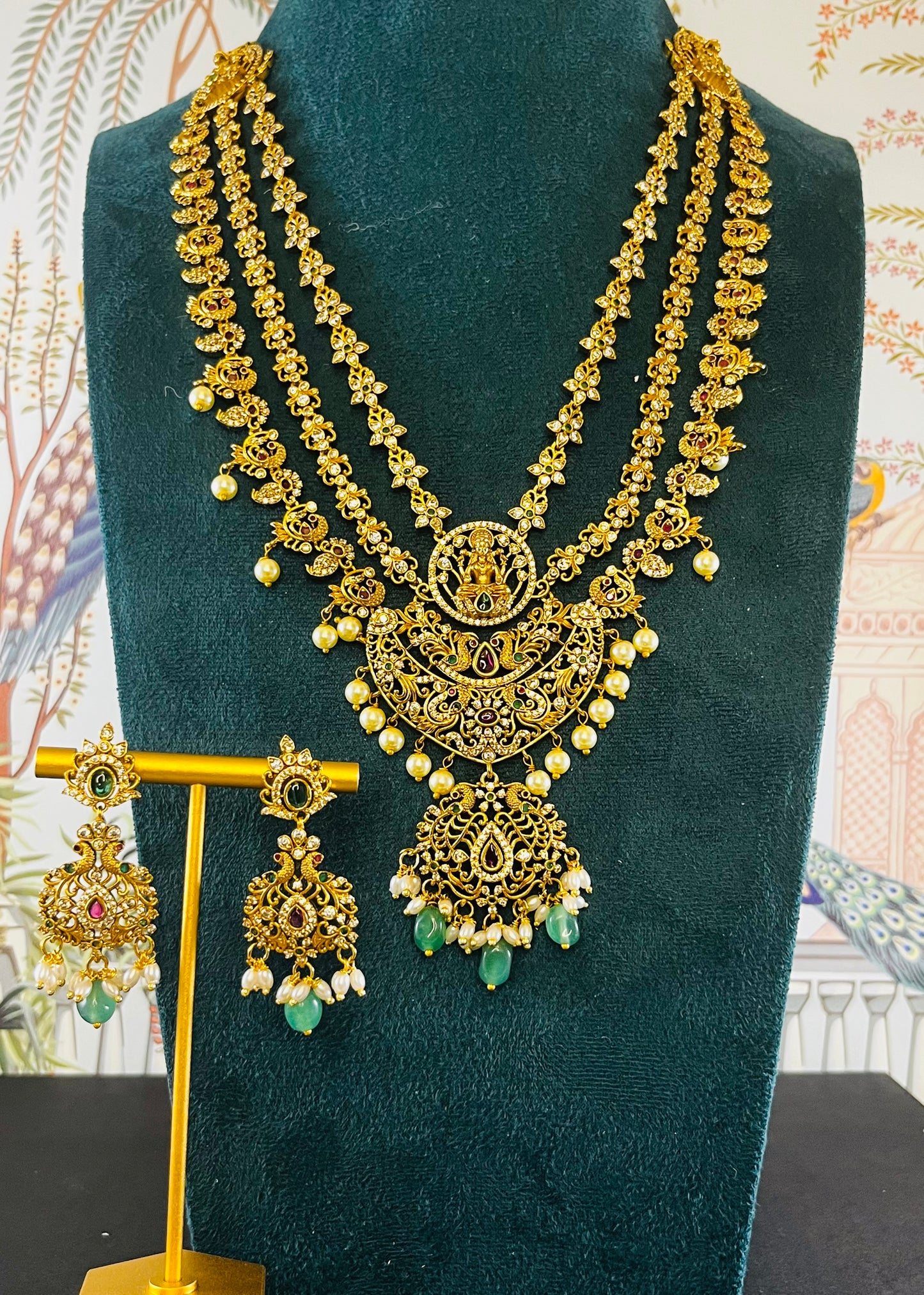 Aabha Triple layer premium necklace with gold polish