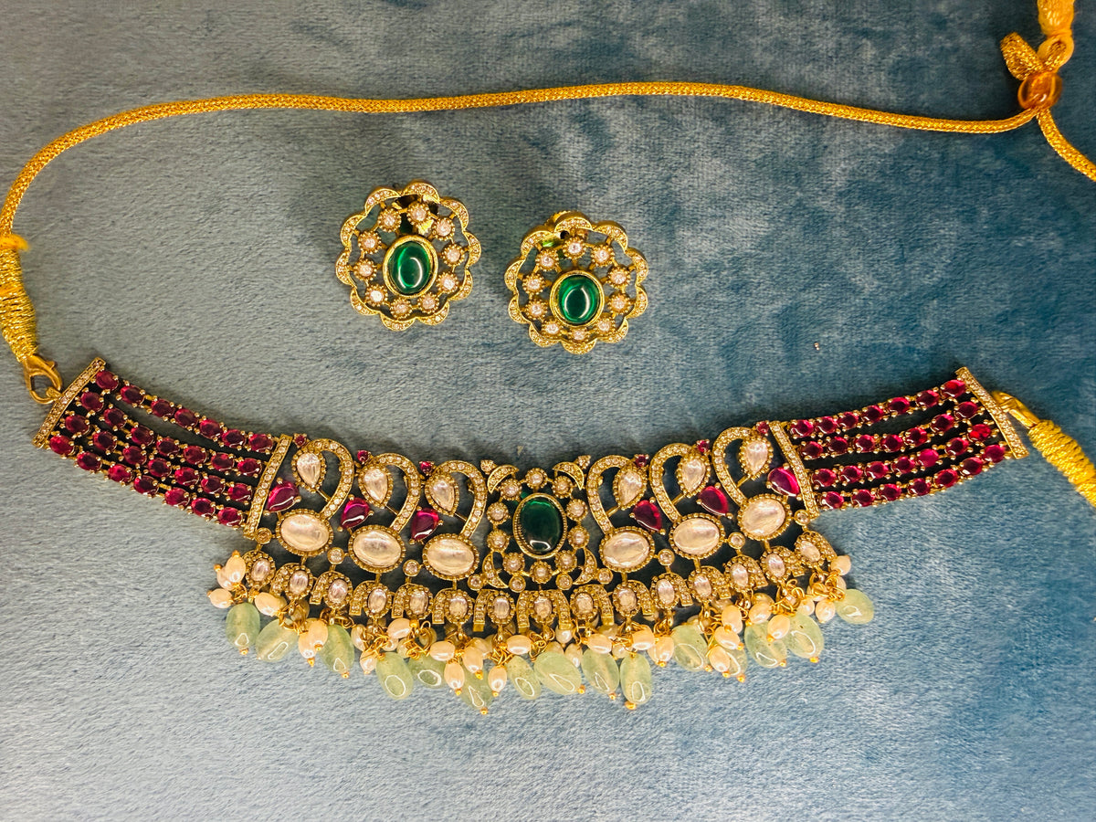 Aa012 Moissanite and stones choker