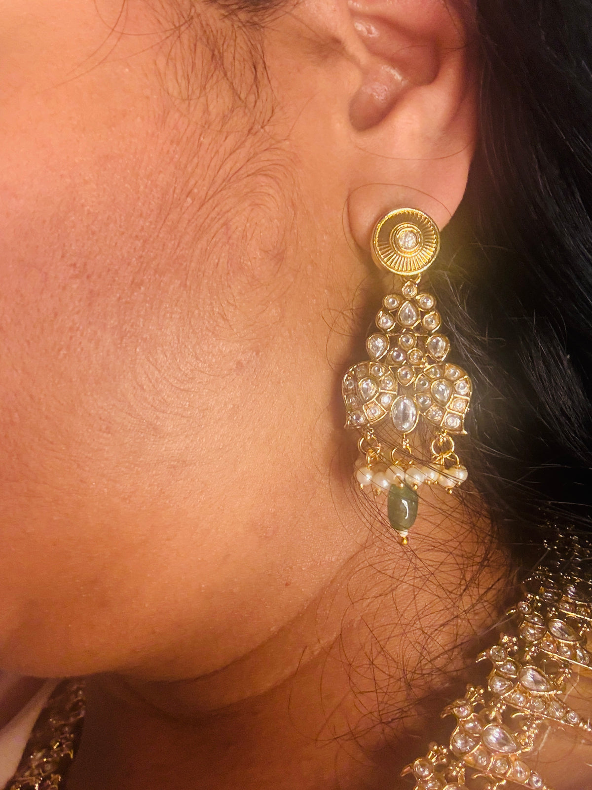Reversible bird Jadau And kundan look- medium length
