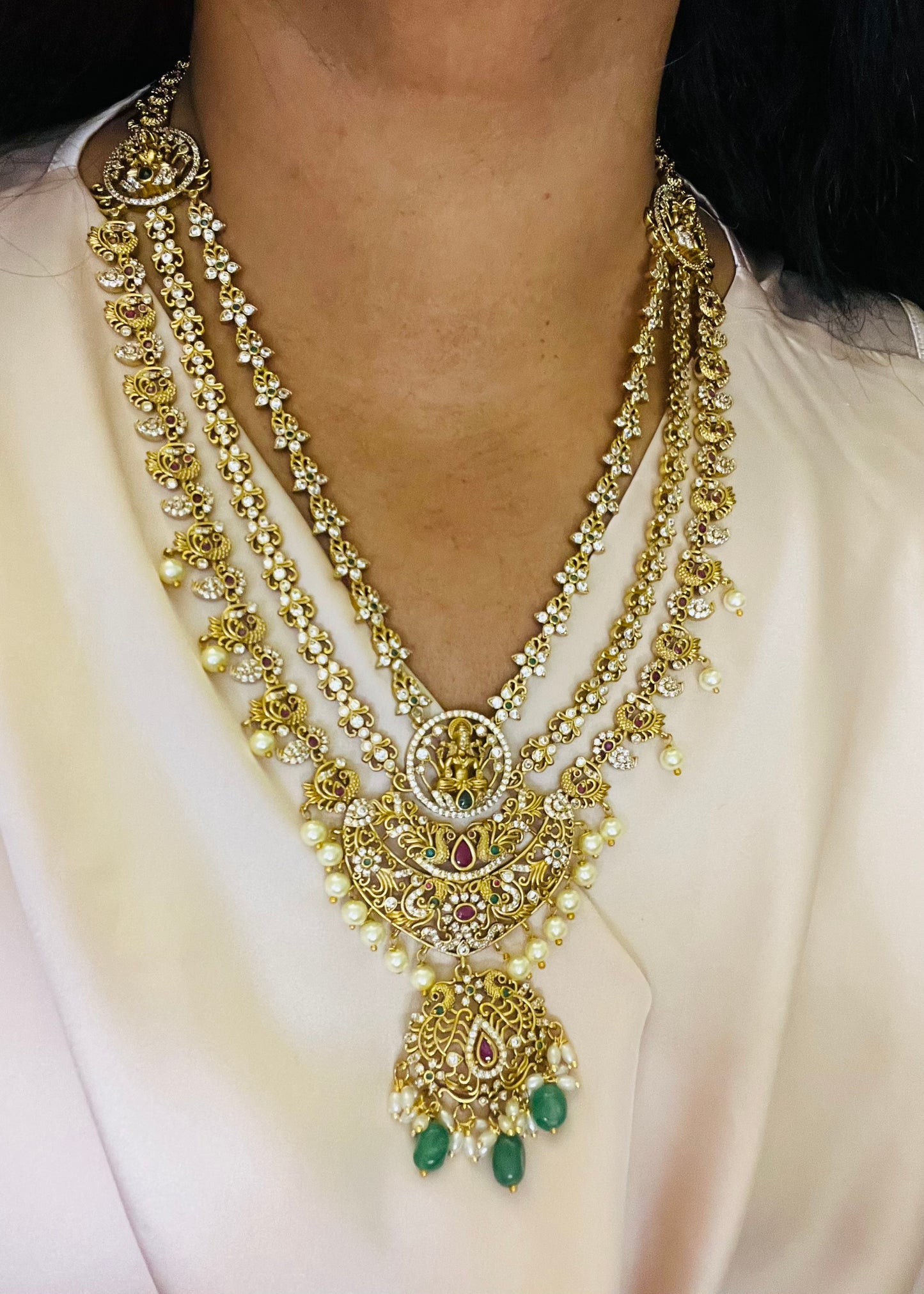 Aabha Triple layer premium necklace with gold polish