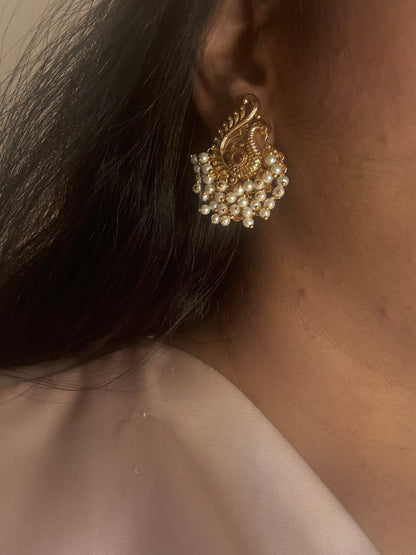 Hansini - swan pearl earrings