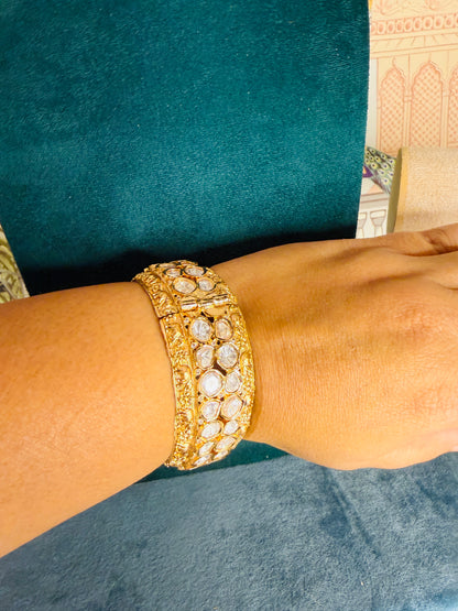 Moissanite kundan bangles size 2-6”