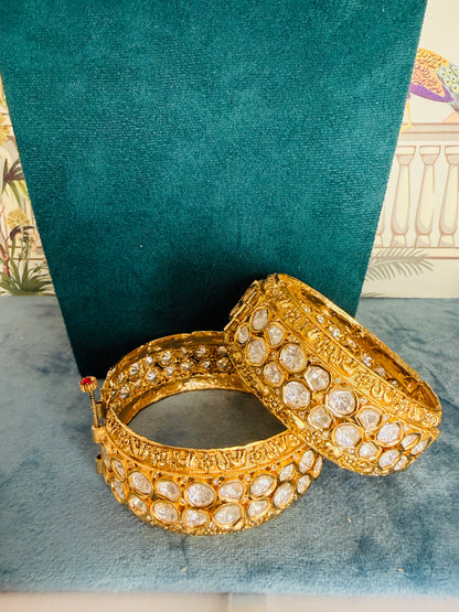Moissanite kundan bangles size 2-6”