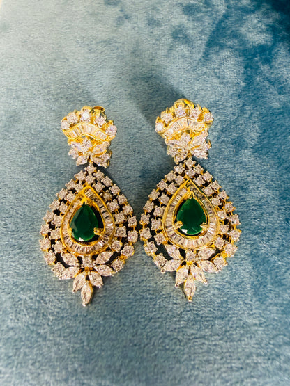 Gemstone CZ earrings 18kt gold polish- next to real