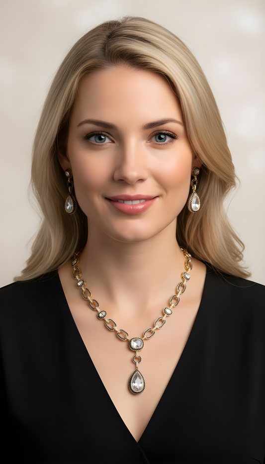 Aadya 3- Moissanite stone classy necklace