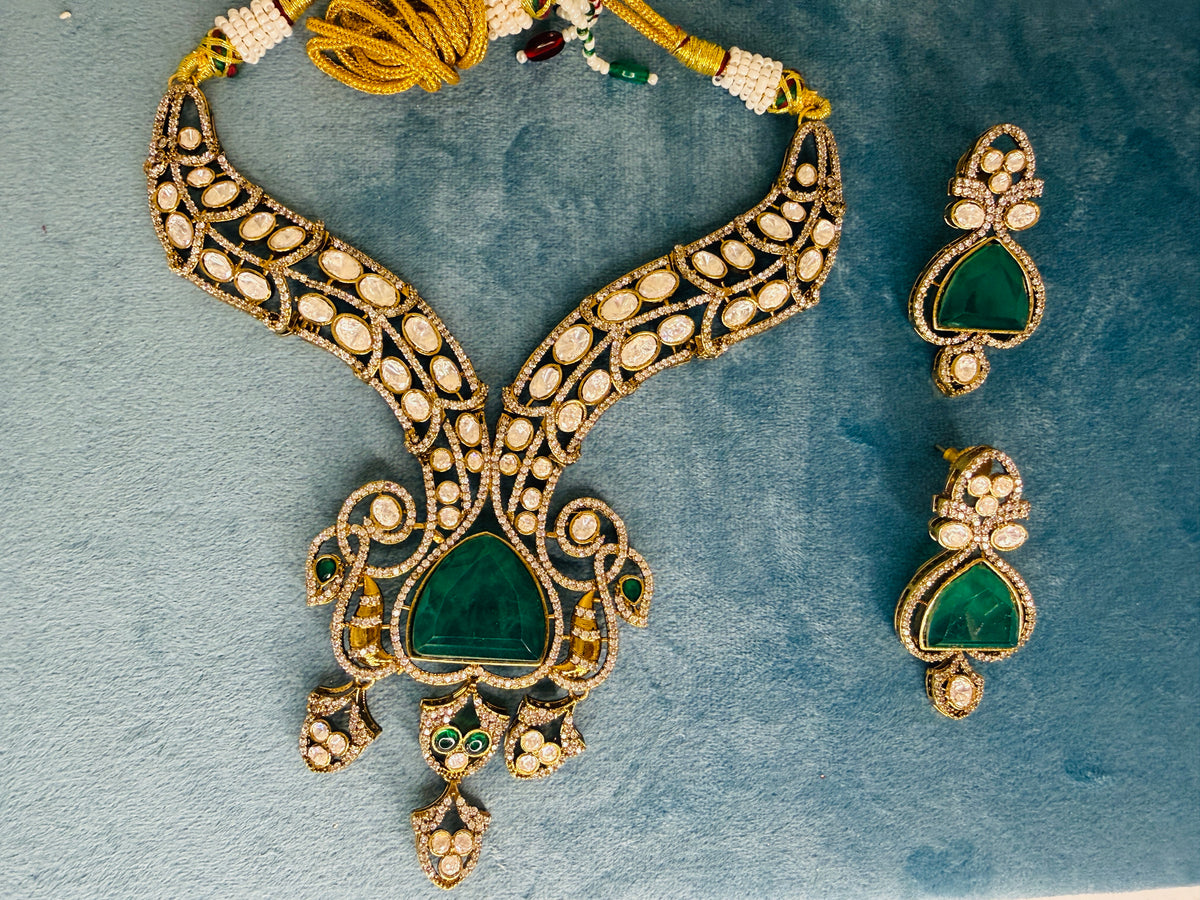 Heavy Kundan green