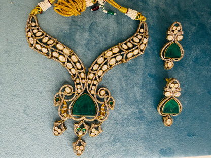 Heavy Kundan green