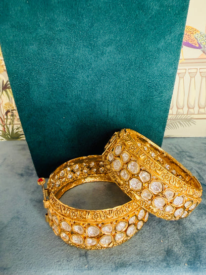 Moissanite kundan bangles size 2-6”