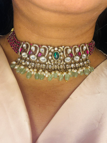 Aa012 Moissanite and stones choker
