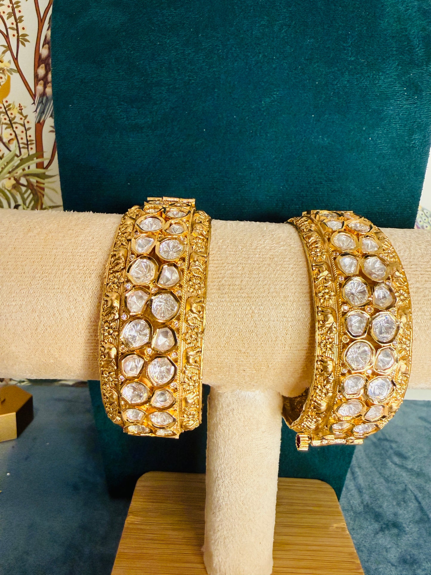 Moissanite kundan bangles size 2-6”