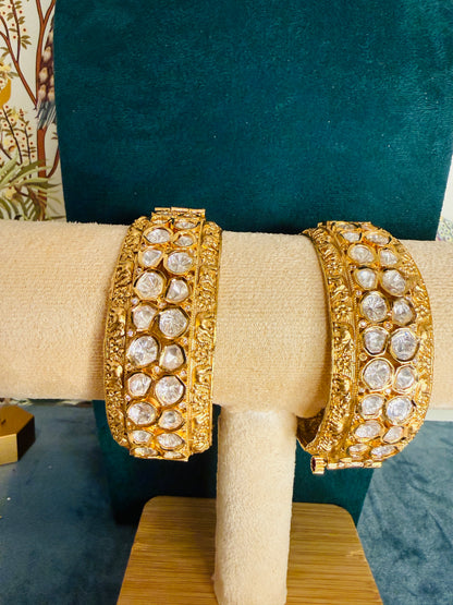 Moissanite kundan bangles size 2-6”