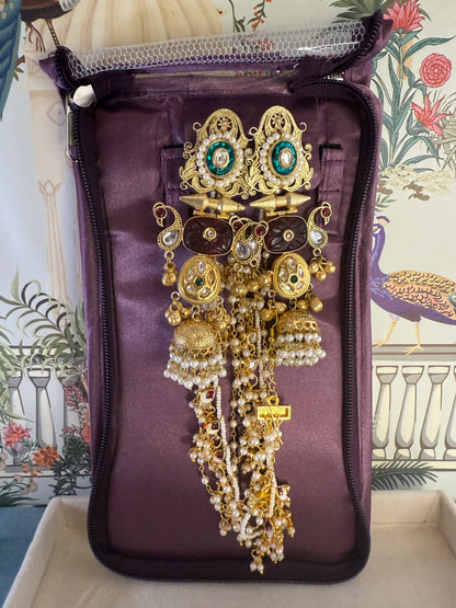 RC- 003 Gold replica with pachi detailing with kundan earchain