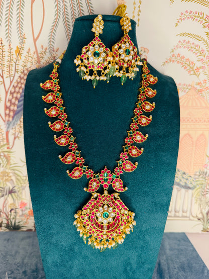 Reversible traditional necklace in kundan and Jadau