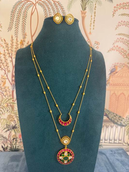 Chandra- Jadau kundan double chain