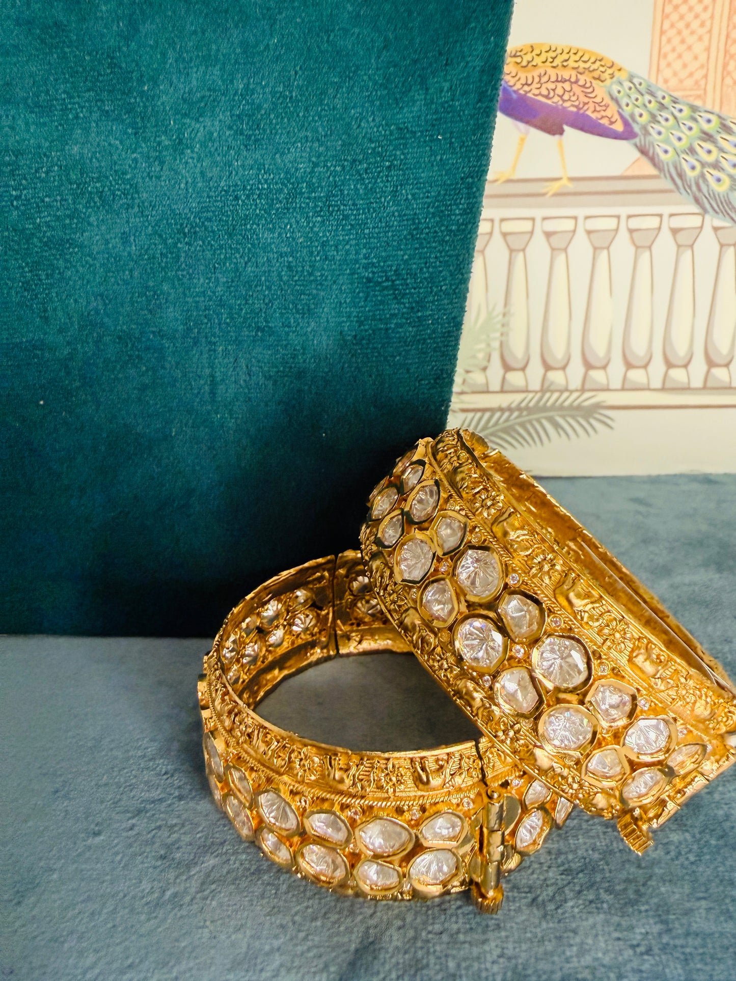 Moissanite kundan bangles size 2-6”