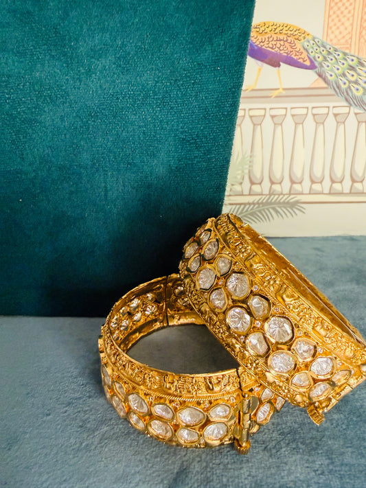 Moissanite kundan bangles size 2-6”