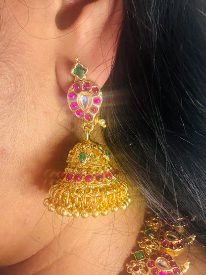Jadau copy mango heavy jhumkas