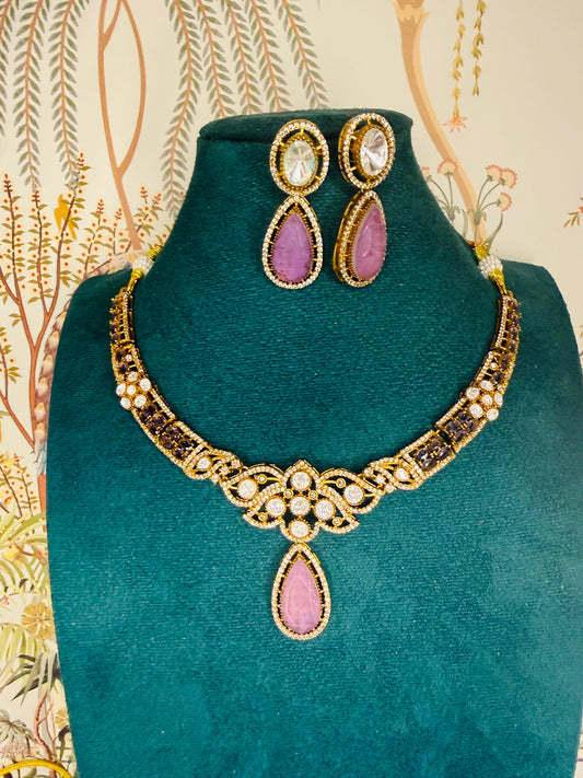Purple doublet kundan